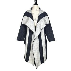 Anais | Women | Heavy Weight Wool Blend Stripe Open Front Long Coat Cardigan